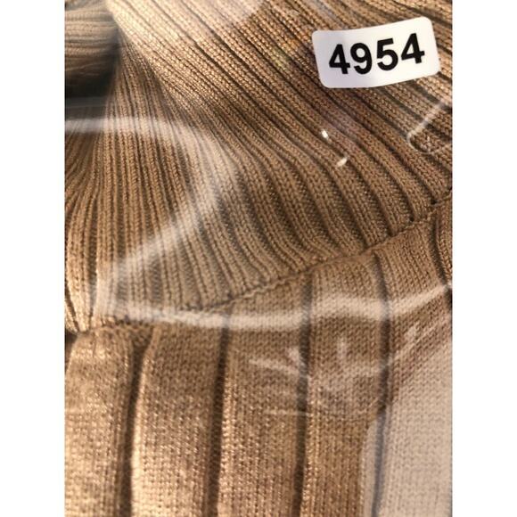 Halogen Sweater Dress Rib Mock Neck Long Sleeve Mini Camel Tan NWT Medium - Picture 8 of 8